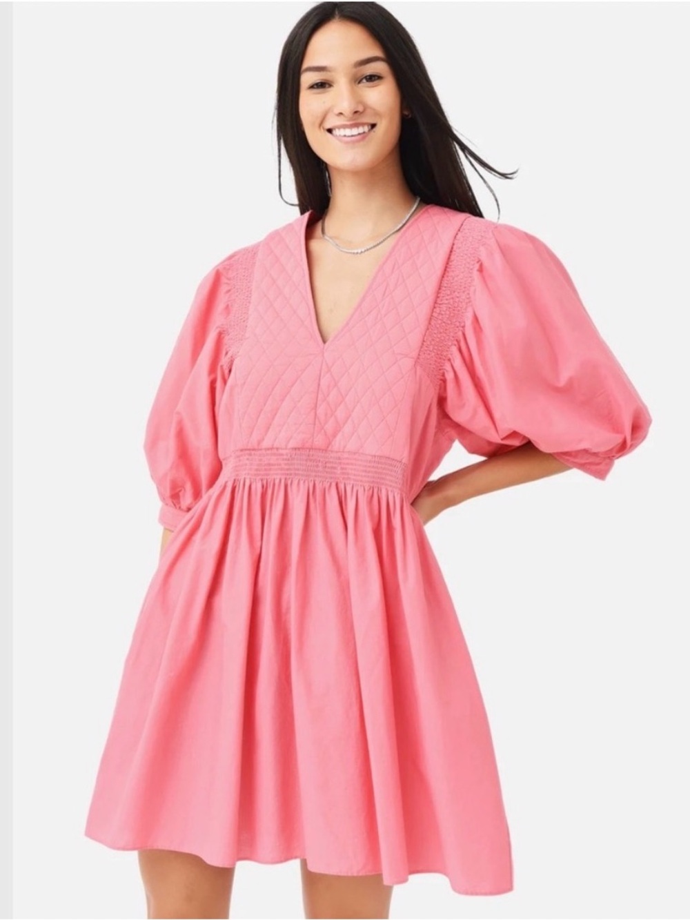 Hunter Bell Dixon dress pink puff sleeves